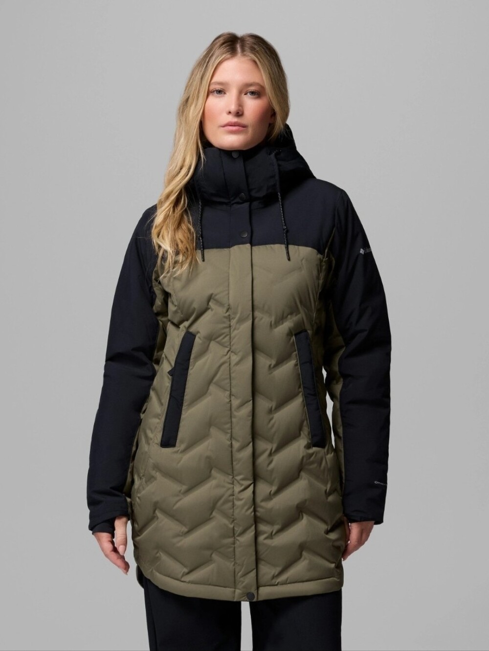Columbia Insulated Hooded Jacket - Olive/Black Women large